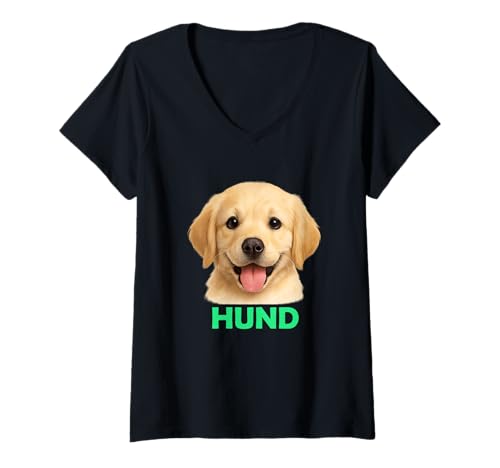 Damen Süßer Golden Retriever T-Shirt mit V-Ausschnitt Damen Süßer Golden Retriever T-Shirt mit V-Ausschnitt von kaidesign