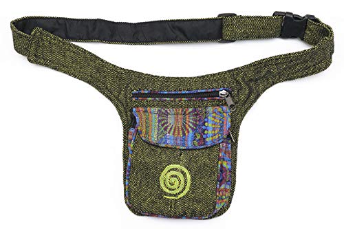 Kailash Bauchtasche mit Buntem Muster Aus Stoff Für Damen und Herren Goa Hippie (Grün) von kailash