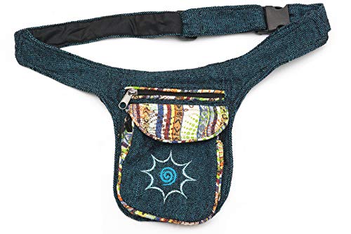 Kailash Bauchtasche mit Buntem Muster Aus Stoff Für Damen und Herren Goa Hippie (Blau) von kailash