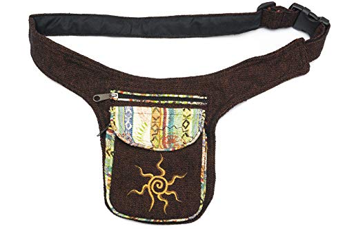 Kailash Bauchtasche mit Buntem Muster Aus Stoff Für Damen und Herren Goa Hippie (Braun) von kailash