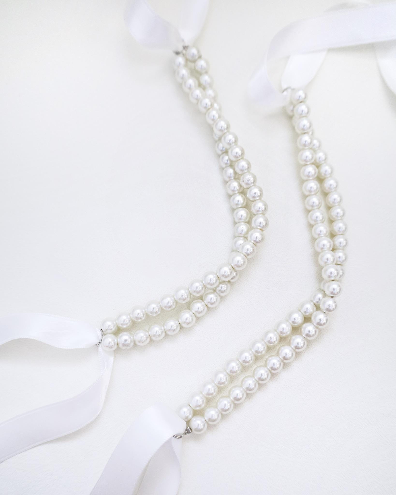 Doppelperlen Knöchelriemen, Hochzeitsschuhzubehör, Brautschuhriemen, Brautjungfern Zubehör von kaileep