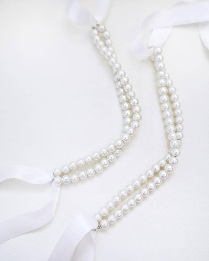 Doppelperlen Knöchelriemen, Hochzeitsschuhzubehör, Brautschuhriemen, Brautjungfern Zubehör von kaileep