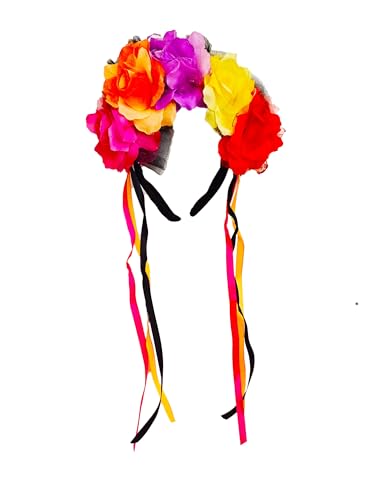 Haarreif mit Blumen Halloween Verkleidung Karneval Zubehör Blumen Bänder Hut von kaiser24