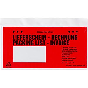 kaiserkraft | Dokumententaschen Premium Light | mit Fenster | Aufdruck Lieferschein - Rechnung | VE 250 STK | DIN lang | Repetierverschluss von kaiserkraft