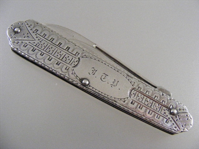 Antikes Sterling Silber Klapp Obst Taschenmesser Mit Pick - Art Deco Graviertes Design ....los 4856 Antikes Sterling Silber Klapp Obst Taschenmesser Mit Pick - Art Deco Graviertes Design ....los 4856 von kajangles