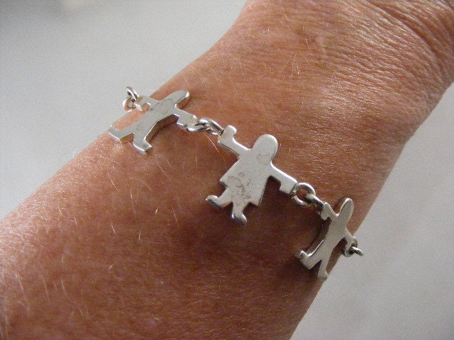 Jahrgang Junge Und Mädchen Papier Puppe Alpaca Silber Armband... Viel 4033 von kajangles