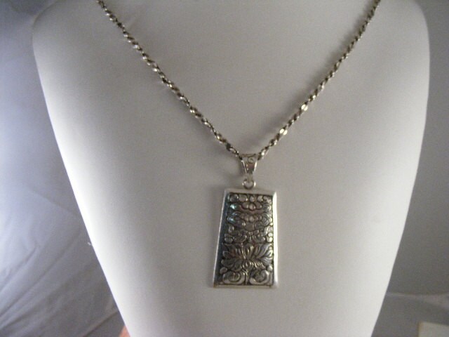 Vintage Modern Jugendstil Sterling Anhänger An Langer Kette Lot 4037 von kajangles