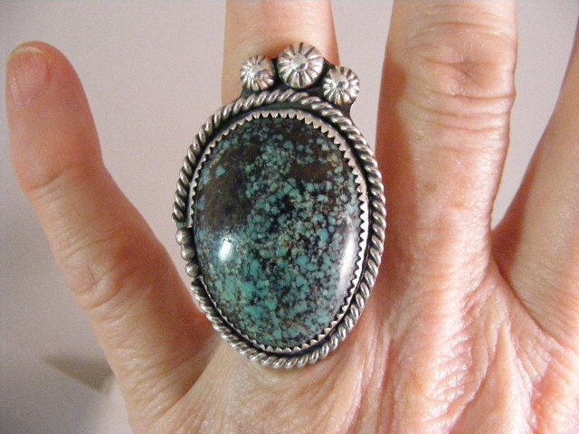 Wunderschöner Extra Großer Spinnennetz Türkis Ring in Sterling Lot 4976 von kajangles