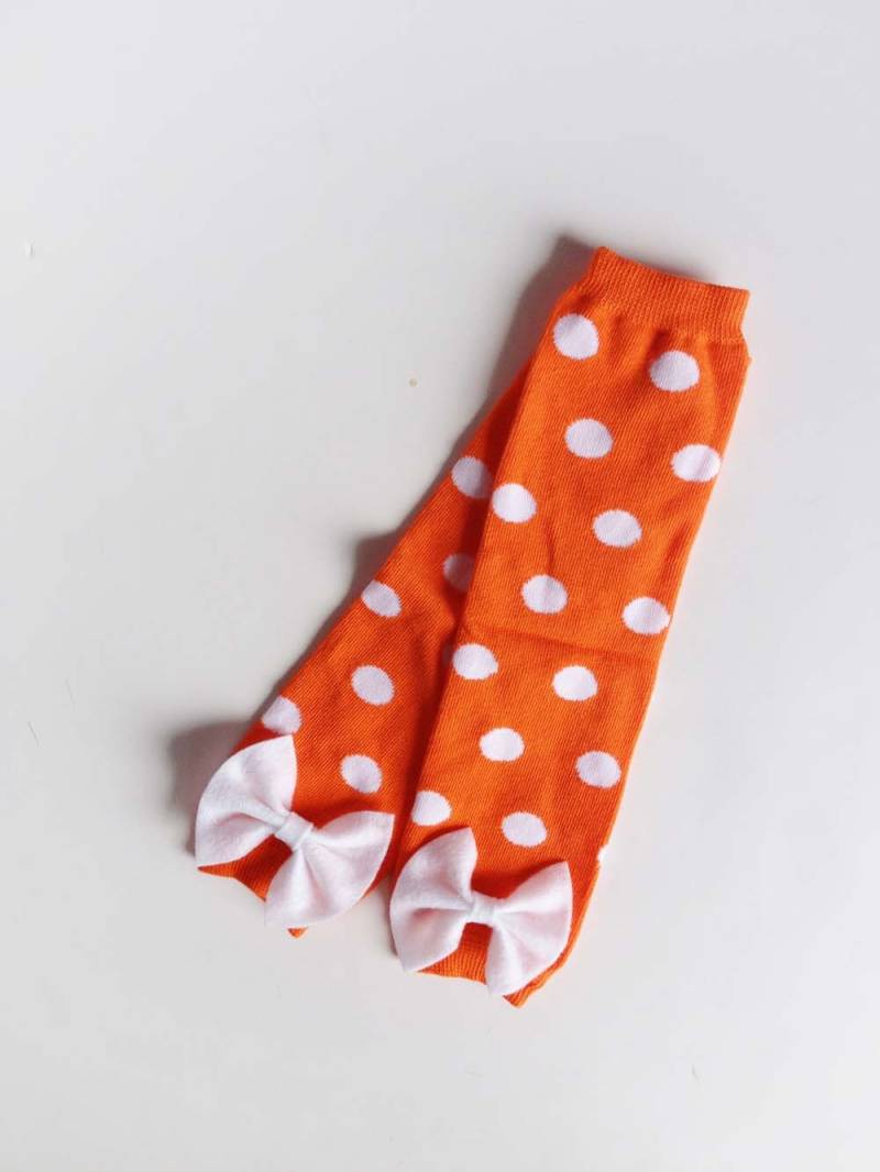 Halloween Baby Stulpen Orange Und Weisse Polka Dots Mit Bogen von kakabaka