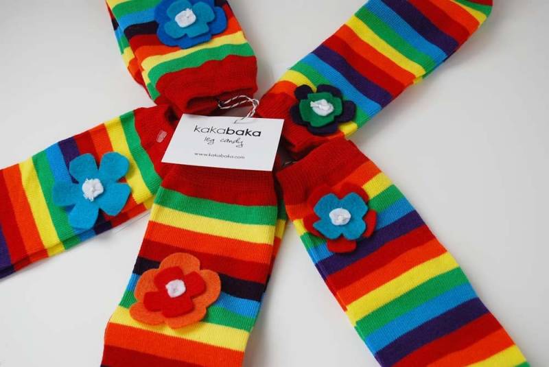 Neugeborene Rainbow Flower Baby Stulpen Blumen Auf Regenbogen Gestreift Bein Candy von kakabaka