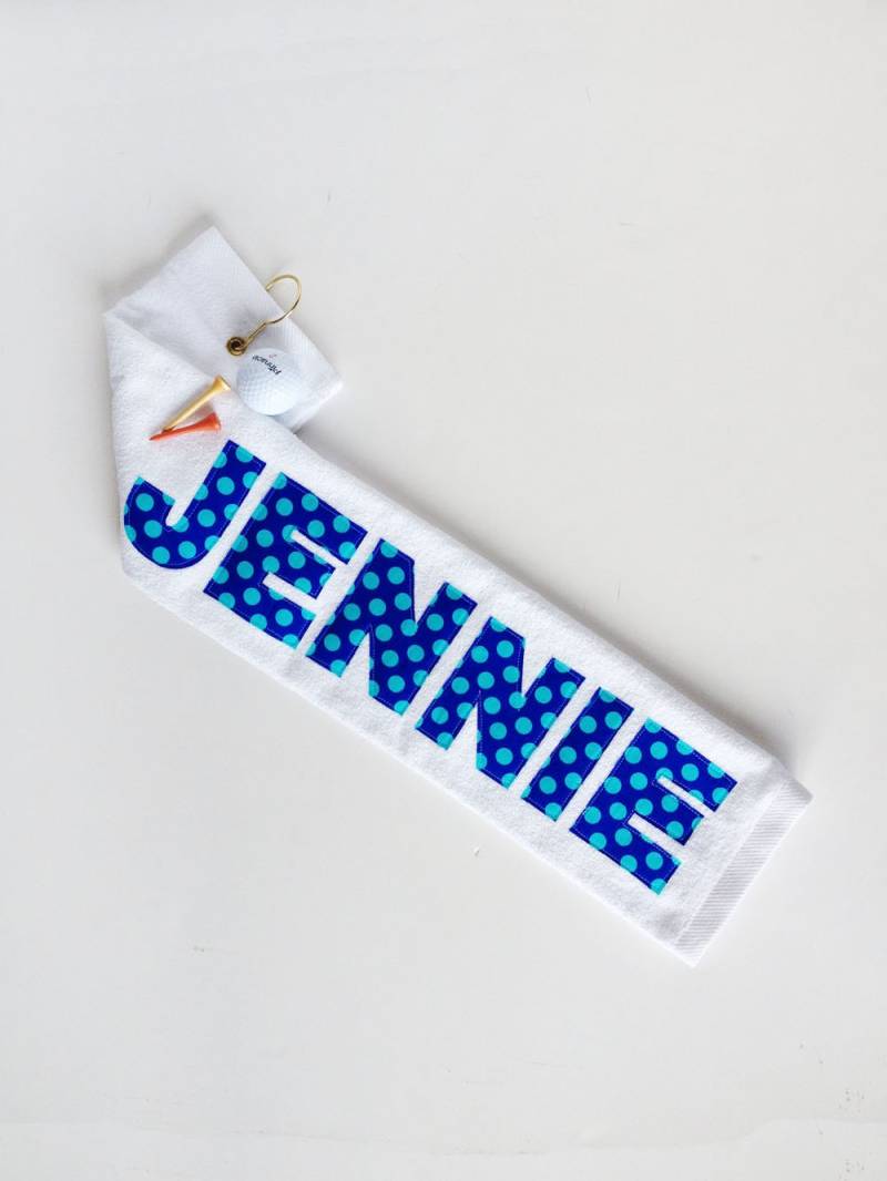 Personalisierte Polka Dot Golfhandtuch Mit Haken Lehrer Geschenk, Muttertag, Wählen Sie Ihren Eigenen Stoff von kakabaka