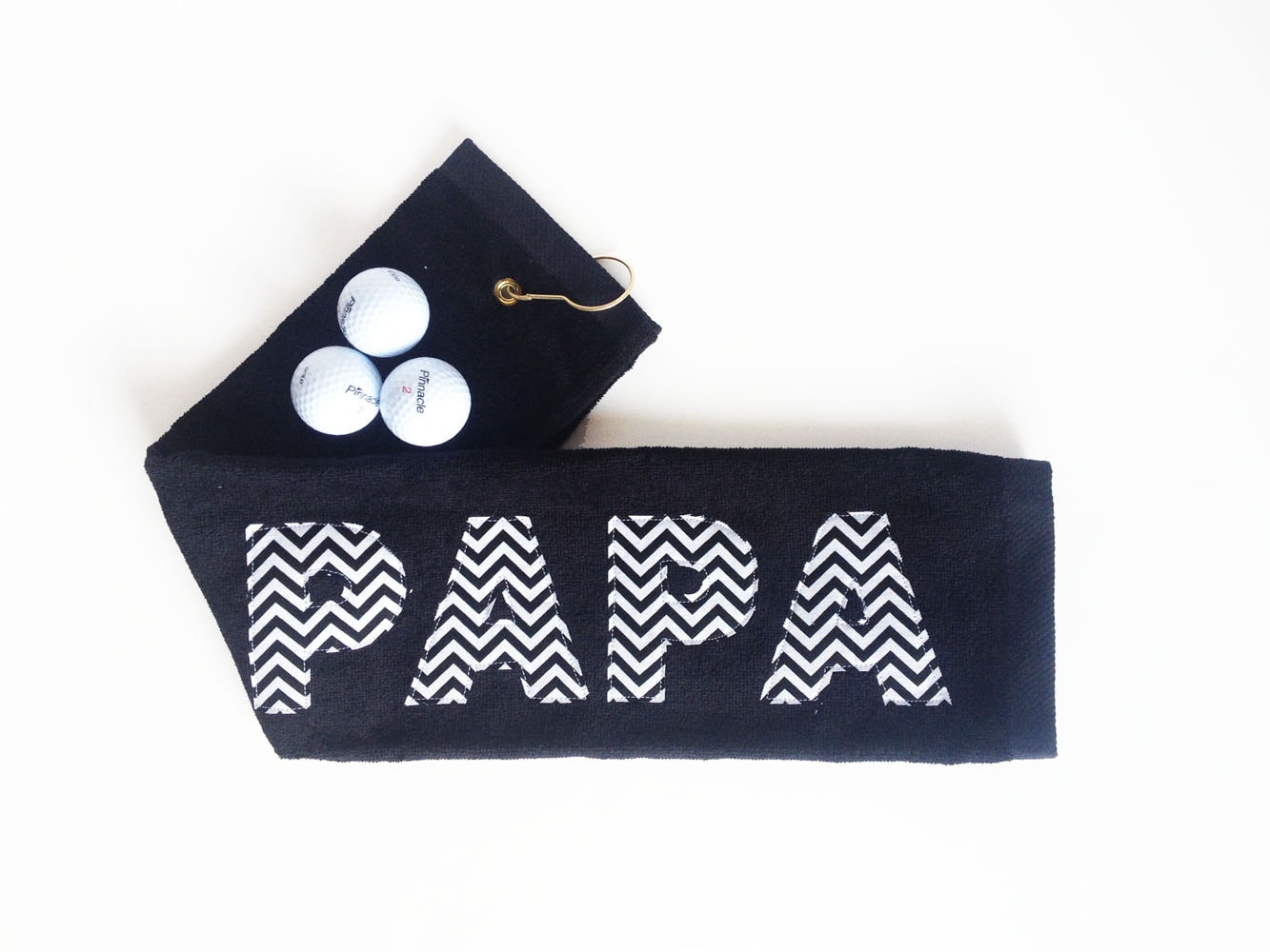 Personalisierte Schwarzweiß-Golfhandtuch Mit Haken Lehrer Geschenk, Vatertag, Wählen Sie Ihren Eigenen Stoff von kakabaka