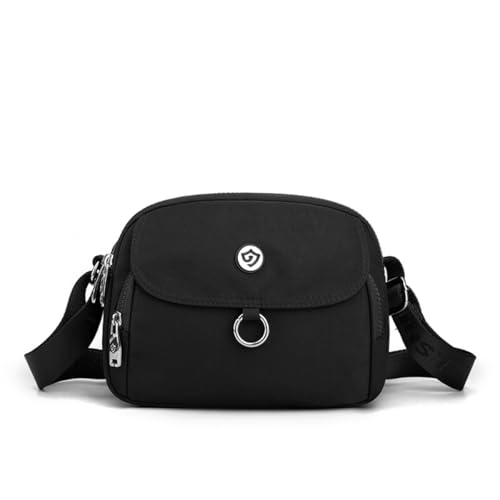 kakarin choyx Kleine lässige Crossbody-Tasche für Damen, 17 cm, stilvoll, leicht, langlebig, einfache Nylon-Mini-Geldbörse, Schwarz, Mini von kakarin choyx