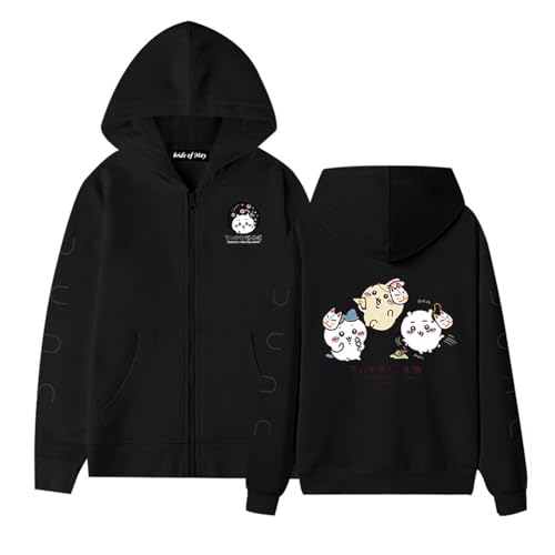 Hachiware Hoodie Unisex Anime Print Casual Zip Sweatshirt Usagi Hooded Pullover Anime Cartoon Kawaii Sweatshirt von kakazoomm store