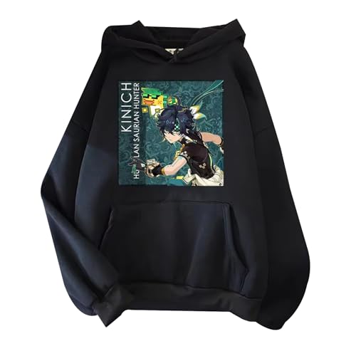 Kinich Cartoon Charakter Gedruckt Kapuzenpullover Genshin Kinich Impact Cute Pullover mit Langen Ärmeln Anime Turnfire Hunt Kleidung von kakazoomm store