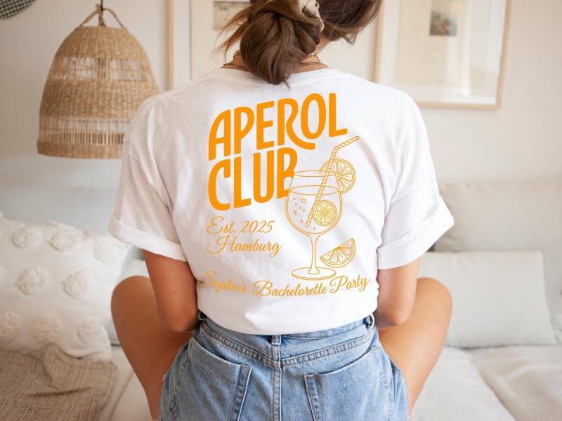 Personalisierbar Jga T-Shirt Custom Damen Personalisiert Team Bride Festival Wear Aperol Spritz Cocktail Lover Frauen Tshirt von kalamansiWear