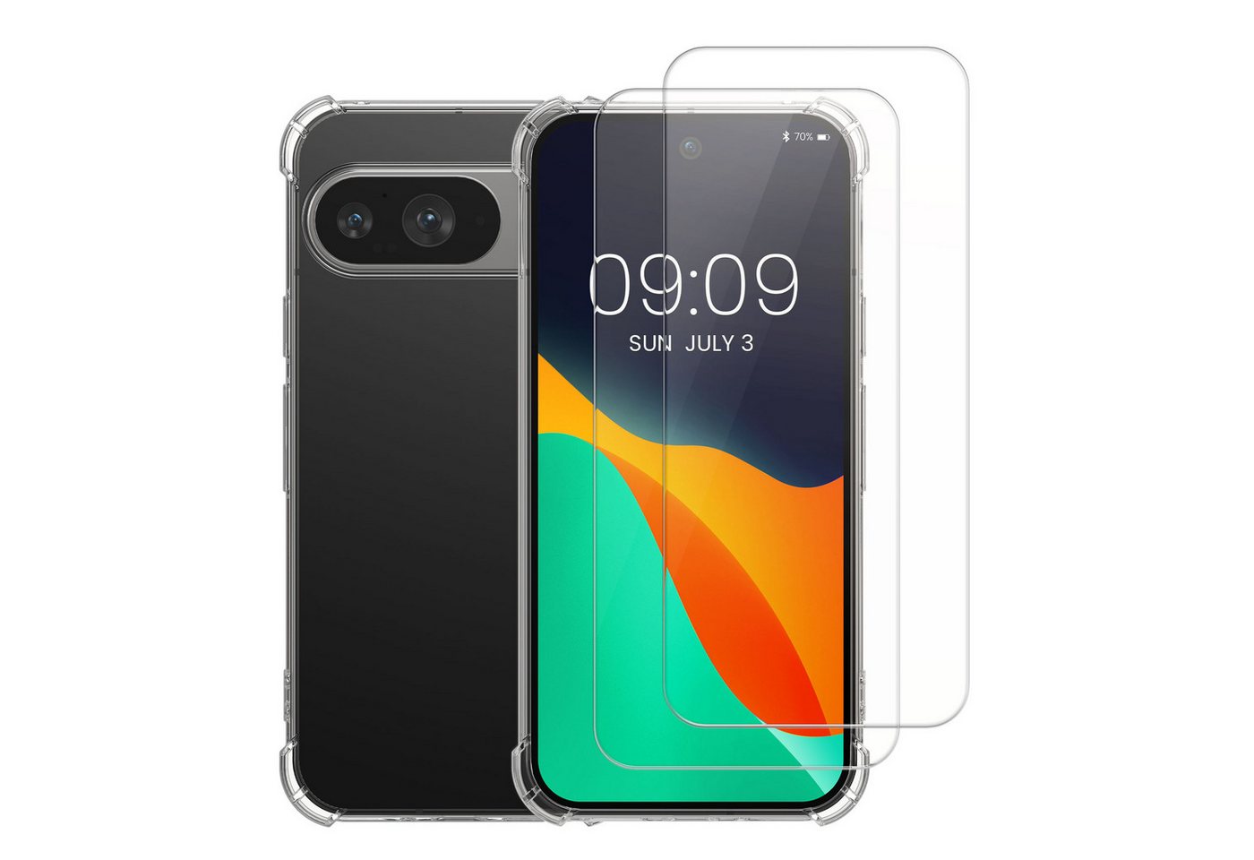 kalibri Handytasche Hülle für Google Pixel 9 Case (2-tlg), Handyhülle mit 2x Glas Schutz Folie - Cover Handyhülle von kalibri