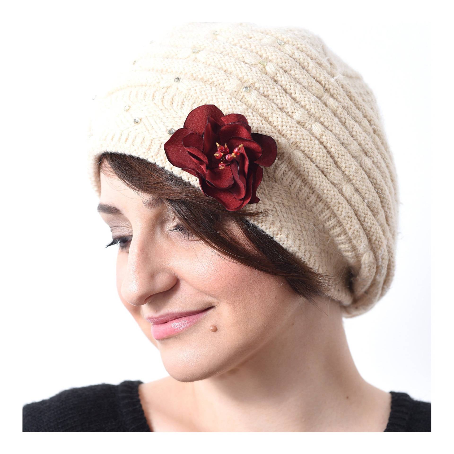 Blumenbrosche, Rote Bordeauxrote Taftblume, Stoffblume, Korallenblume, Juwelenbrosche von kalikudesign