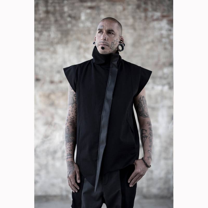 Grid Jacket | Männer Schwarz Mode-Alternative Kleidung-Avantgarde-Jeans Jacke-Einzigartig-streetmode-Futuristisch-Cyberpunk-Post Apocalyptic von kaliroseclothing