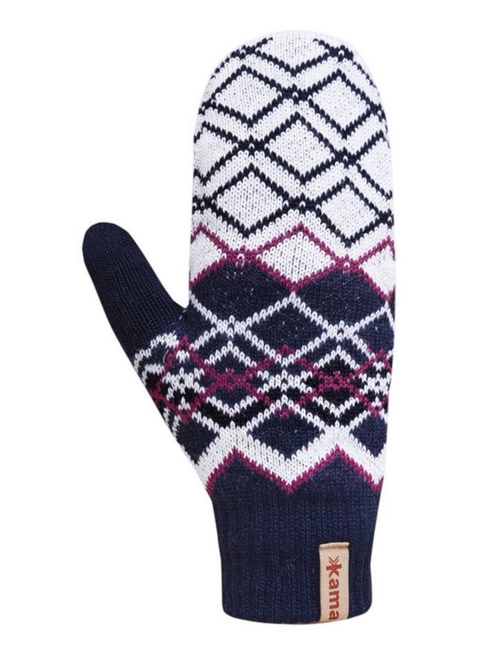 kama Fäustlinge Winterhandschuhe R112 aus Merinowolle - navyblau/weiss - 1 Paar von kama