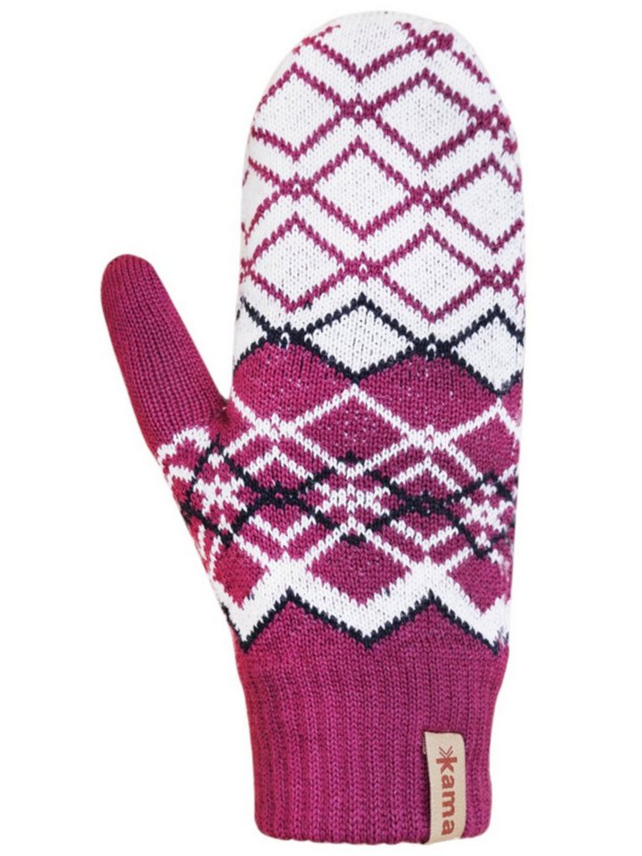 kama Fäustlinge Winterhandschuhe R112 aus Merinowolle - pink/weiss - 1 Paar von kama