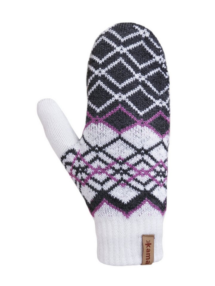 kama Fäustlinge Winterhandschuhe R112 aus Merinowolle - weiss/grau - 1 Paar von kama
