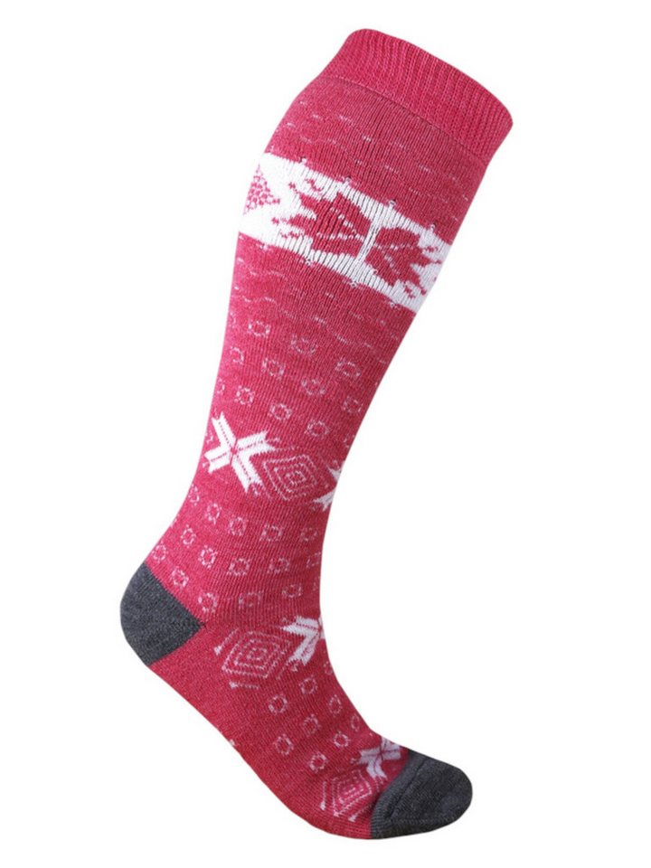 kama Kniestrümpfe Gestrickte Merino F08 (Merinowolle-Mischung) pink/weiss - 1 Paar von kama