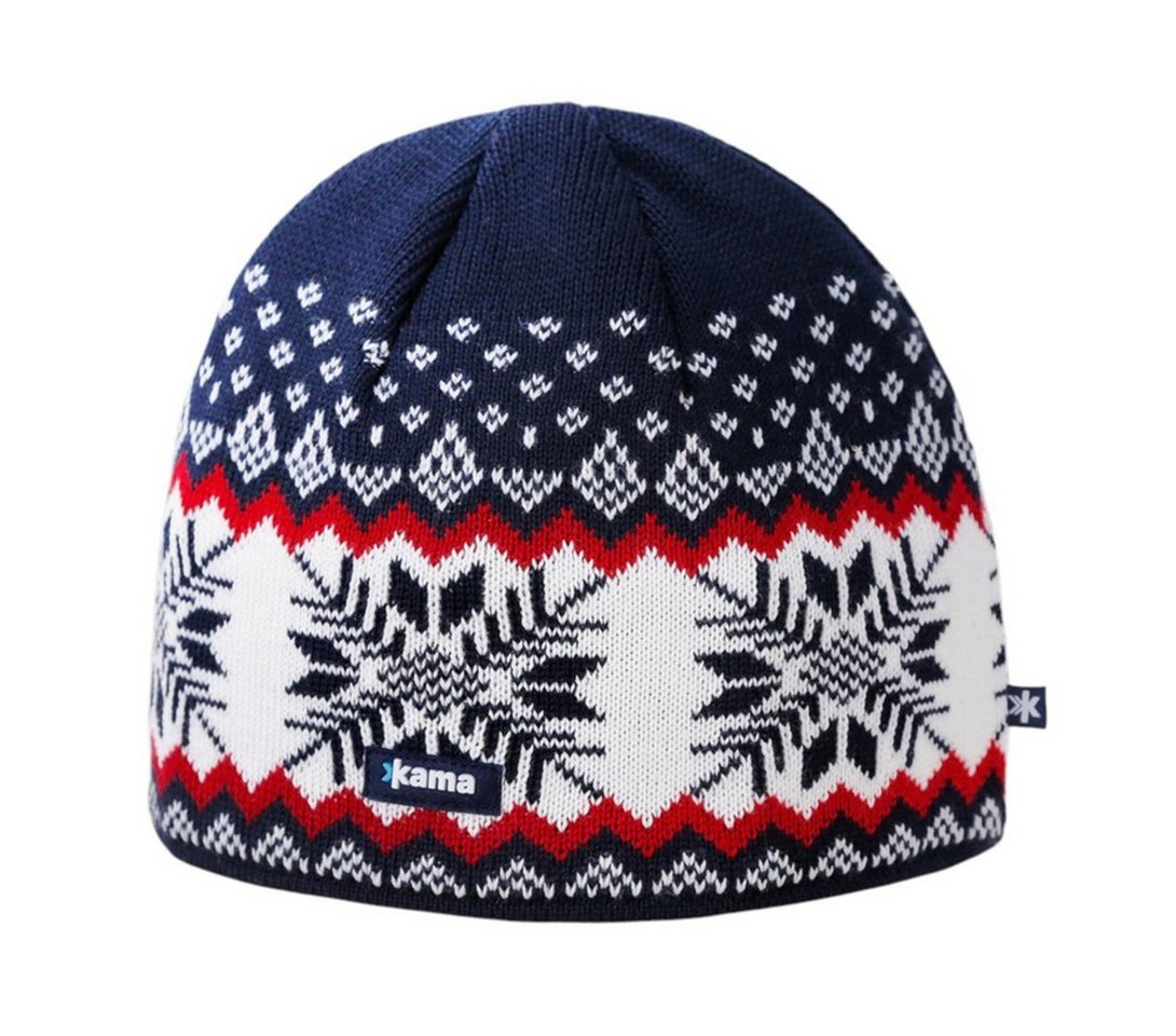 kama Strickmütze (Beanie) A137 Merino - blau/rot/weiss - 1 Stück von kama