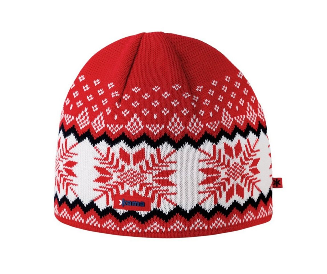 kama Strickmütze (Beanie) A137 Merino - rot/weiss/schwarz - 1 Stück von kama
