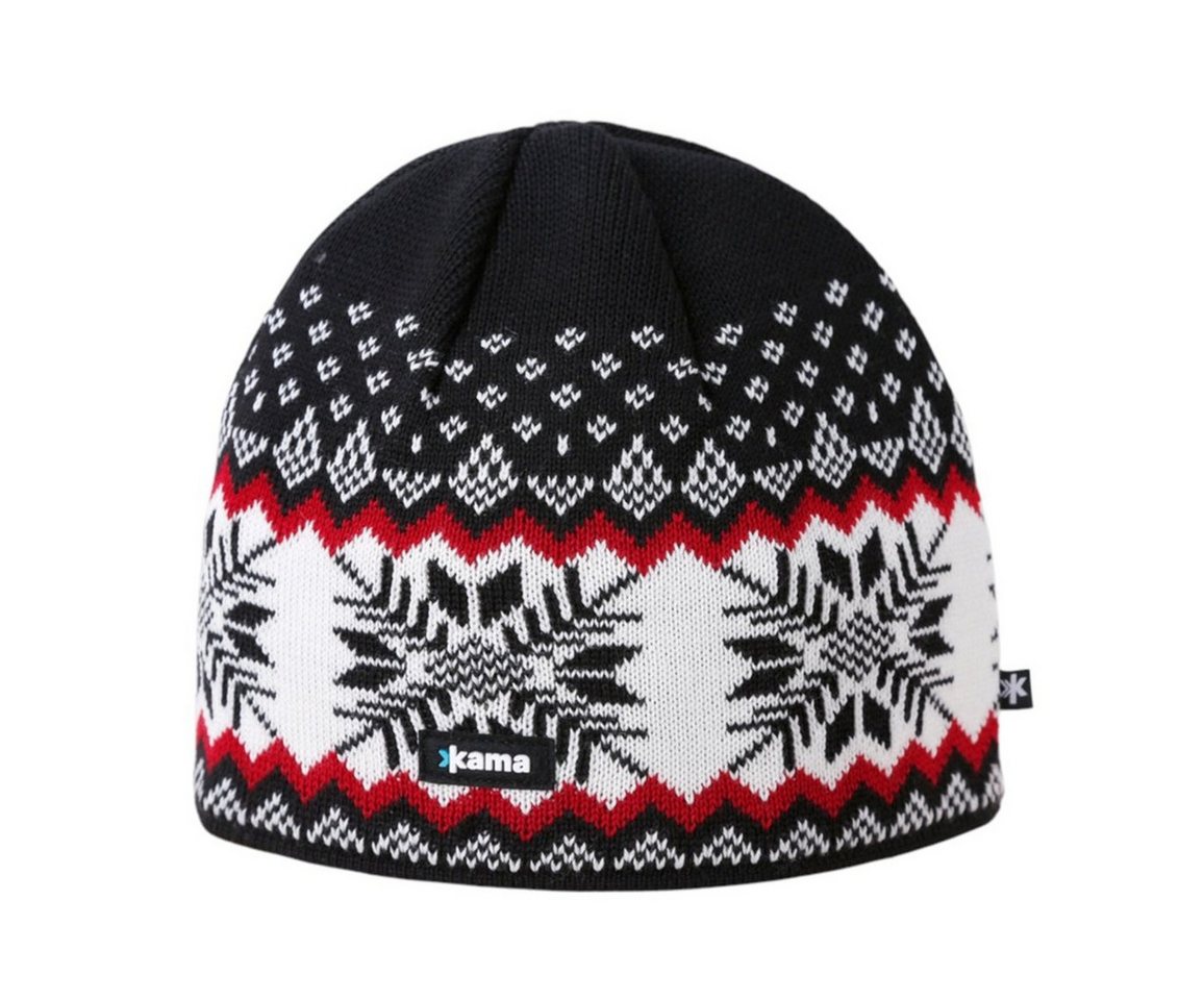 kama Strickmütze (Beanie) A137 Merino - schwarz/rot/weiss - 1 Stück von kama