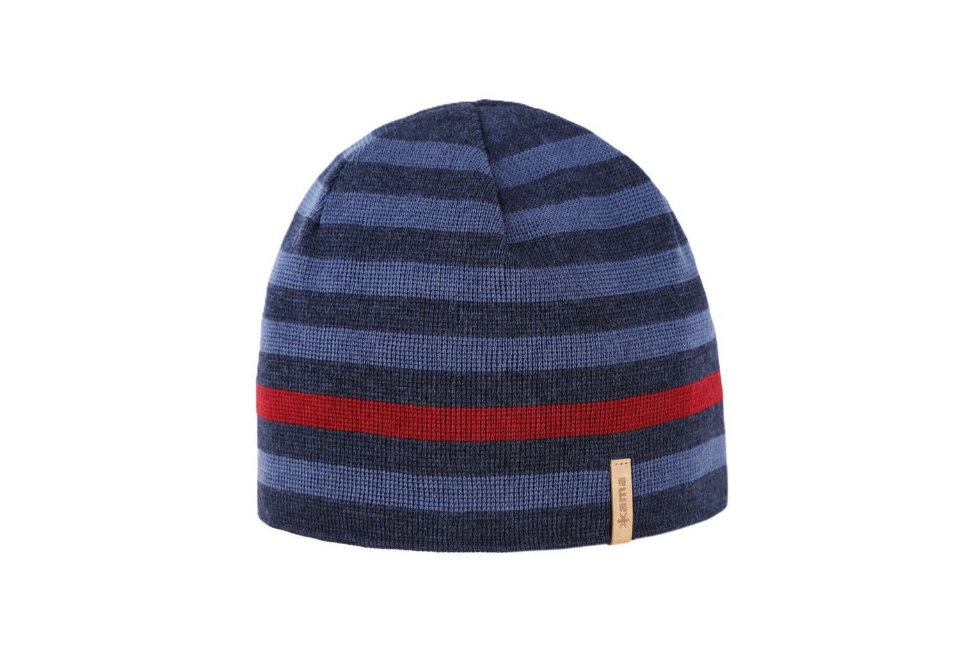 kama Strickmütze (Beanie) A162 Merino - navyblau/blau/rot - 1 Stück von kama