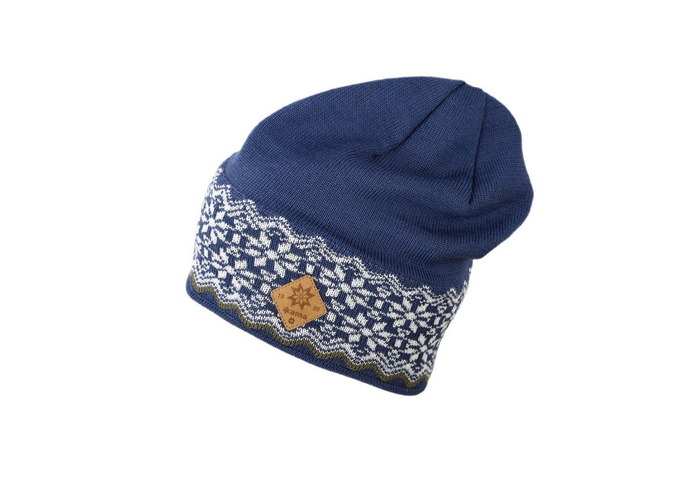 kama Strickmütze (Beanie) A189 Merino - Damen blau/weiss - 1 Stück von kama