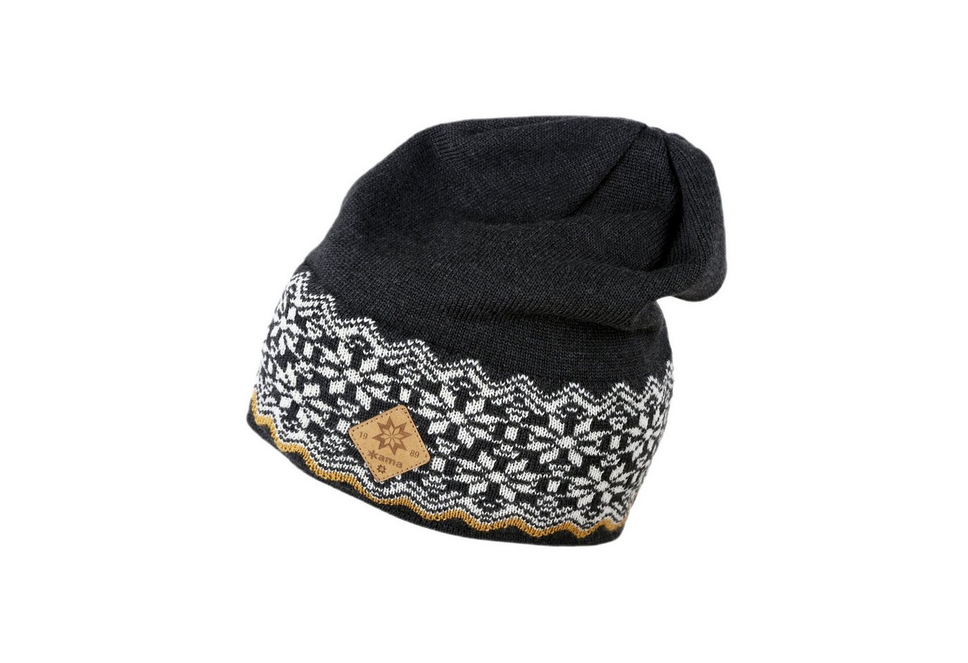 kama Strickmütze (Beanie) A189 Merino - Damen graphitgrau/weiss - 1 Stück von kama