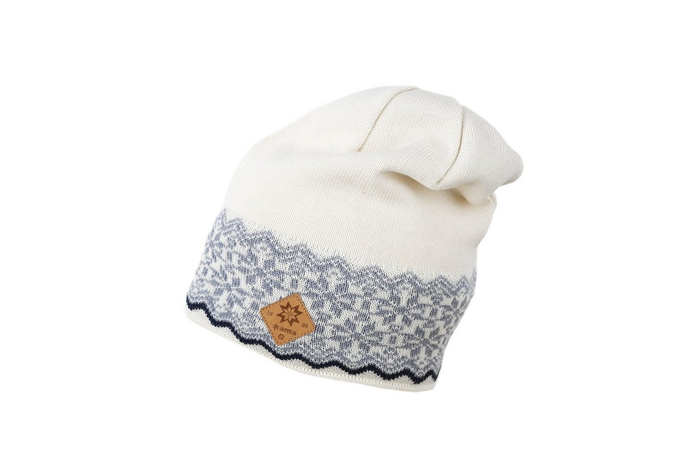 kama Strickmütze (Beanie) A189 Merino - Damen weiss/grau - 1 Stück von kama