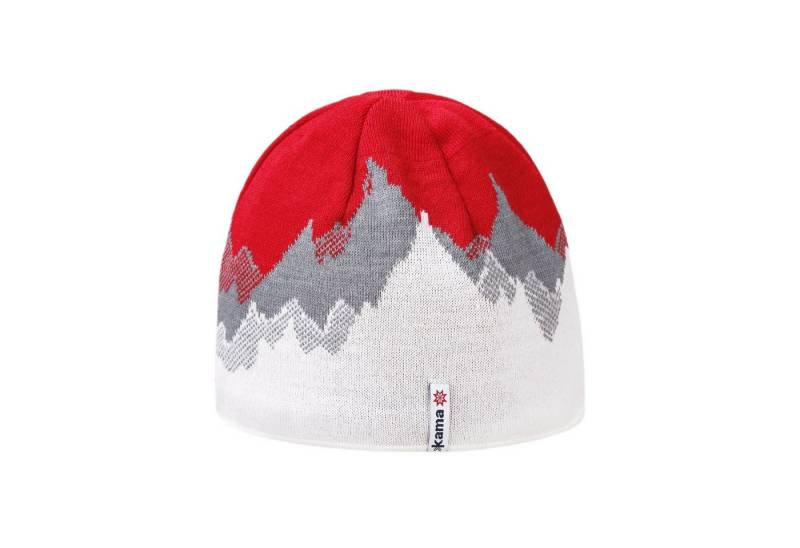 kama Strickmütze (Beanie) K64 Merino Kamakadze - weiss/rot/grau - 1 Stück von kama