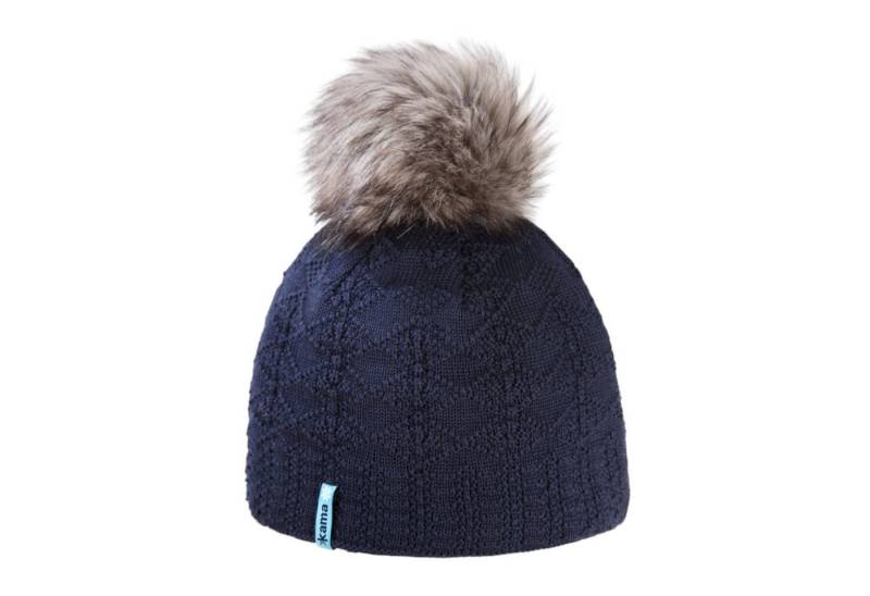 kama Strickmütze (Bommel) A109 Merino - Damen navyblau - 1 Stück von kama