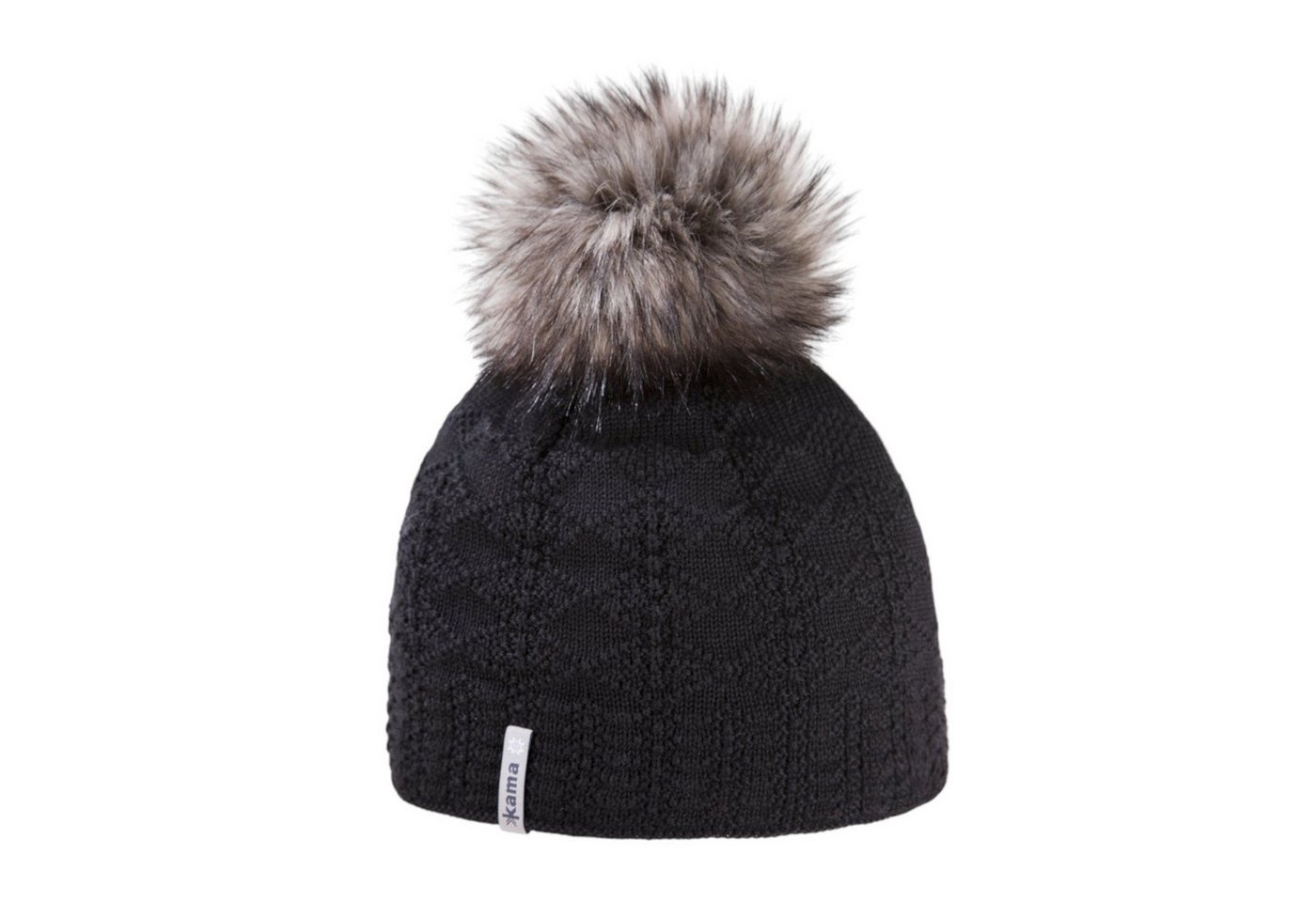 kama Strickmütze (Bommel) A109 Merino - Damen schwarz - 1 Stück von kama