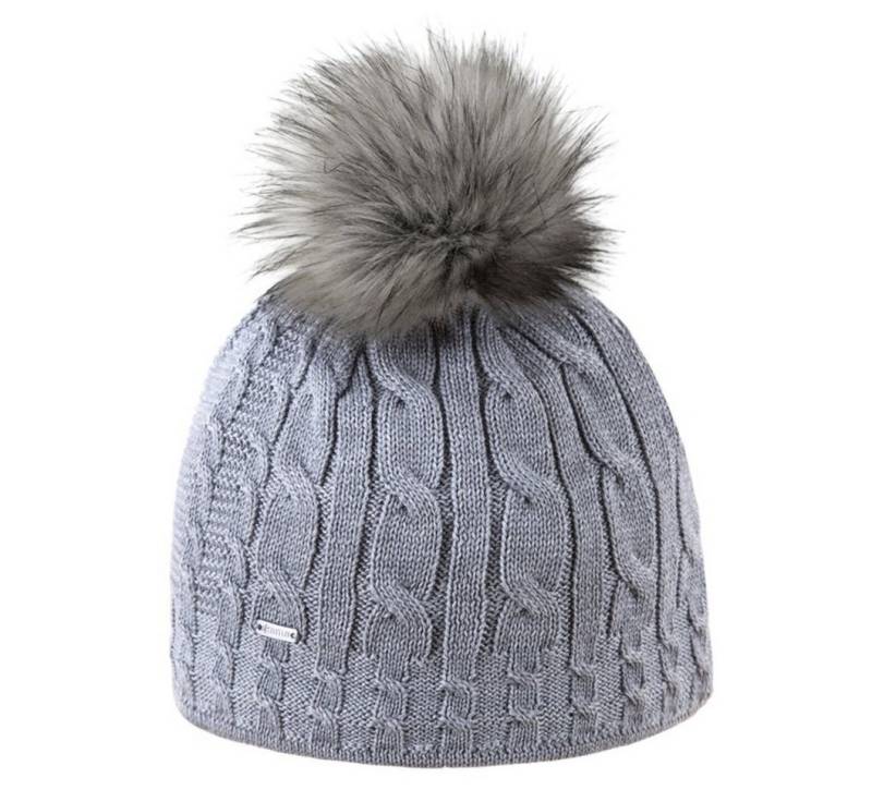 kama Strickmütze (Bommel) A121 Merino - Damen grau - 1 Stück von kama