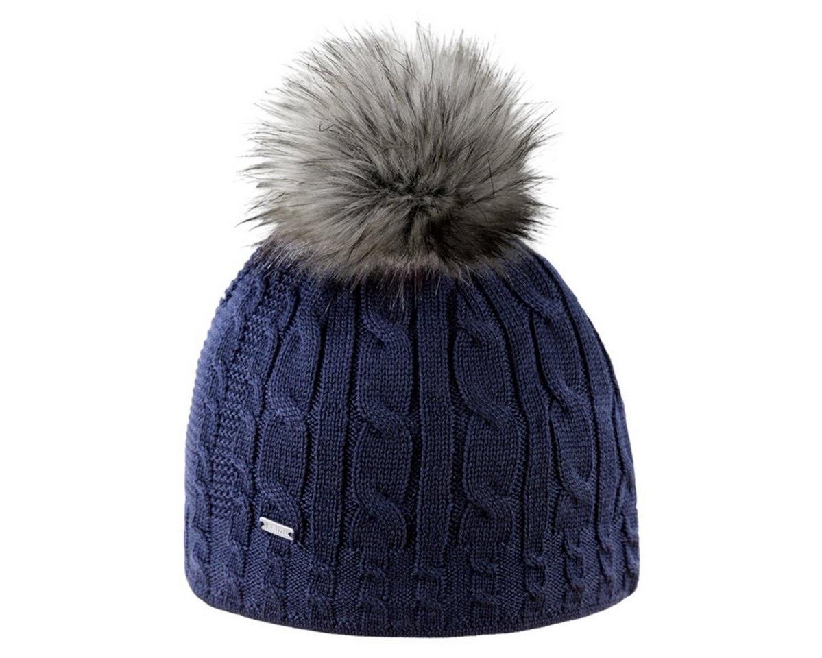 kama Strickmütze (Bommel) A121 Merino - Damen navyblau - 1 Stück von kama