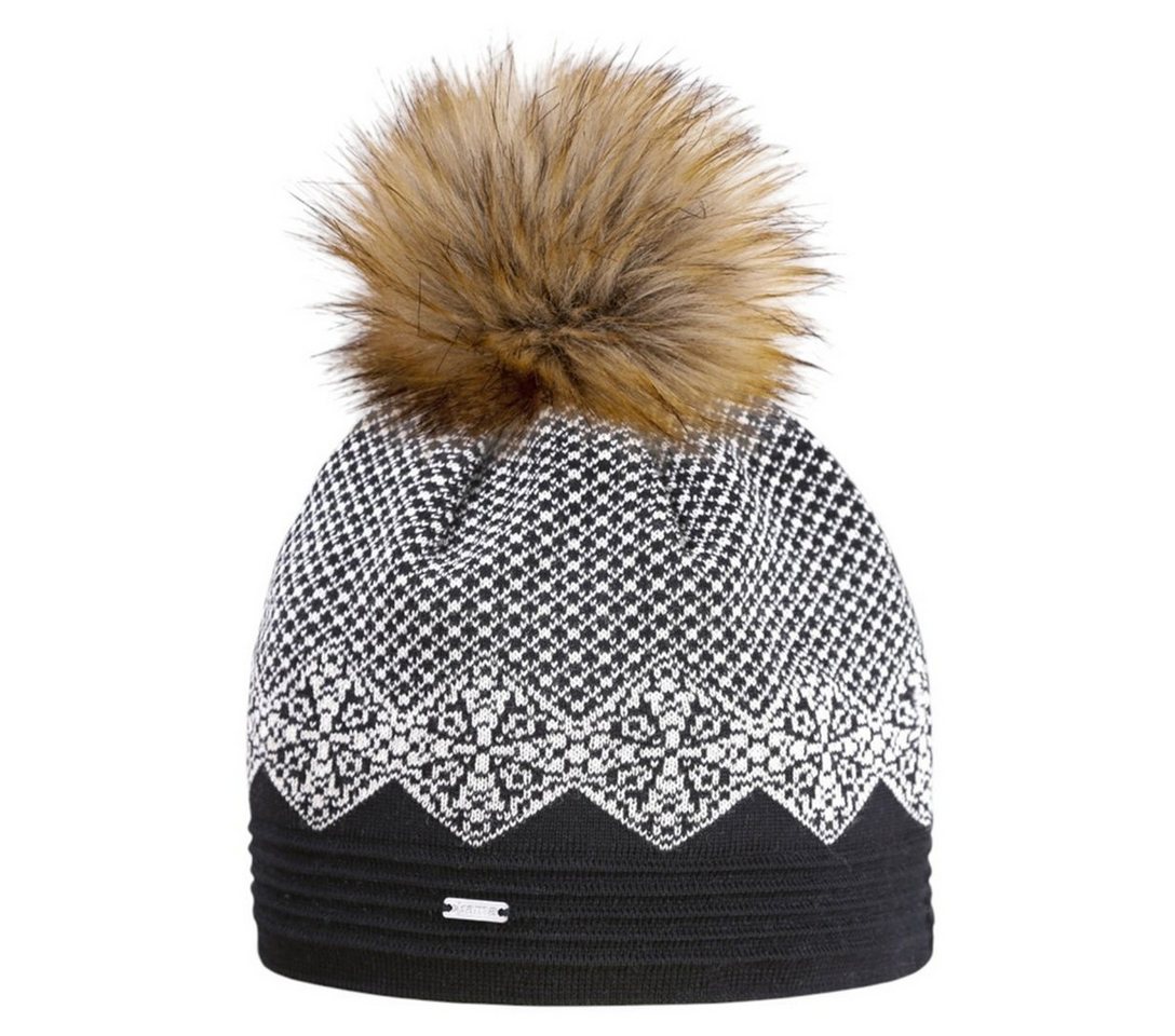 kama Strickmütze (Bommel) A152 Merino - Damen schwarz/weiss- 1 Stück von kama