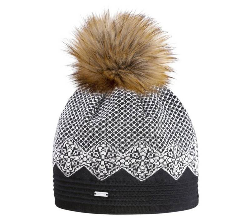 kama Strickmütze (Bommel) A152 Merino - Damen schwarz/weiss- 1 Stück von kama