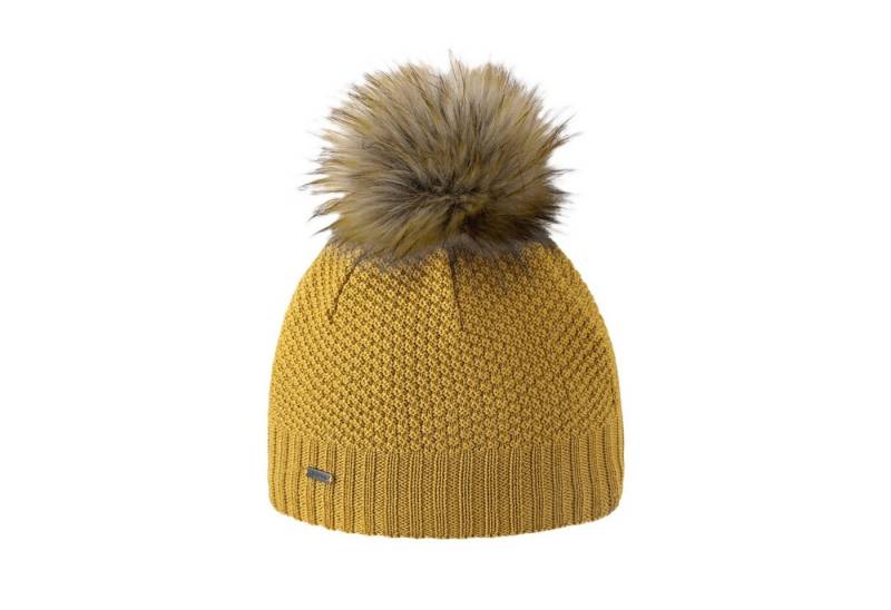 kama Strickmütze (Bommel) A166 Merino - Damen gelb - 1 Stück von kama
