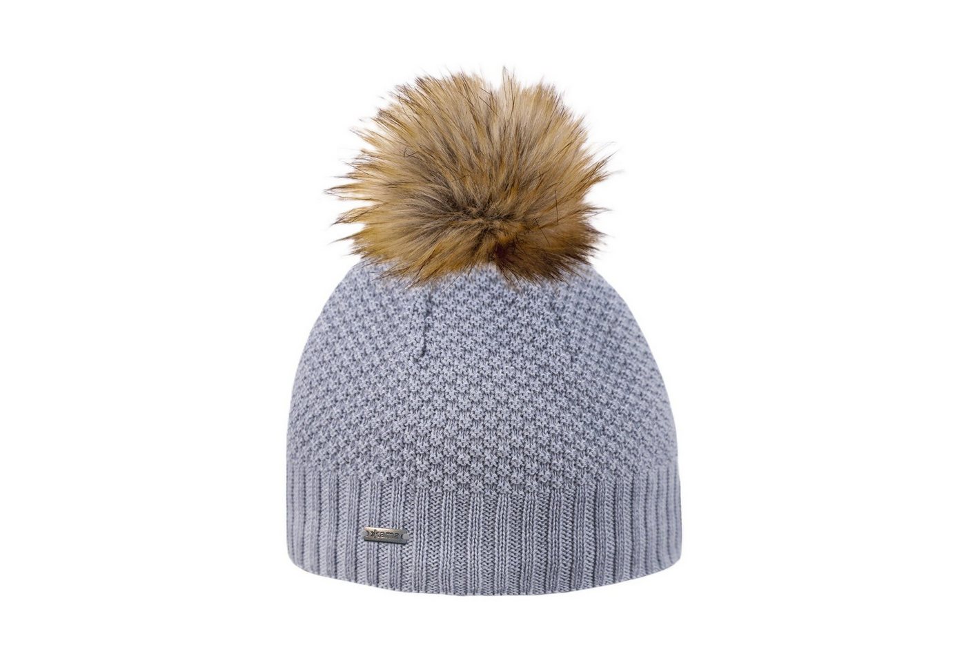 kama Strickmütze (Bommel) A166 Merino - Damen grau - 1 Stück von kama