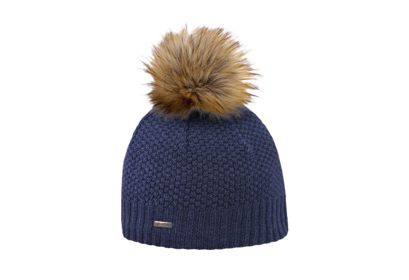 kama Strickmütze (Bommel) A166 Merino - Damen navyblau - 1 Stück von kama