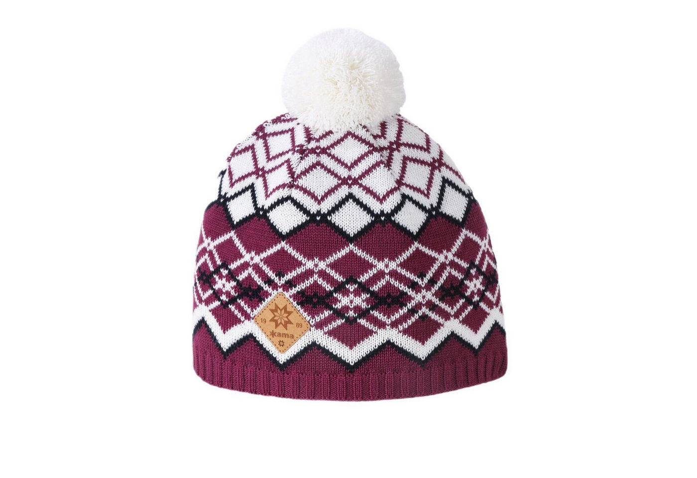 kama Strickmütze (Bommel) A172 Merino - Damen pink/weiss- 1 Stück von kama
