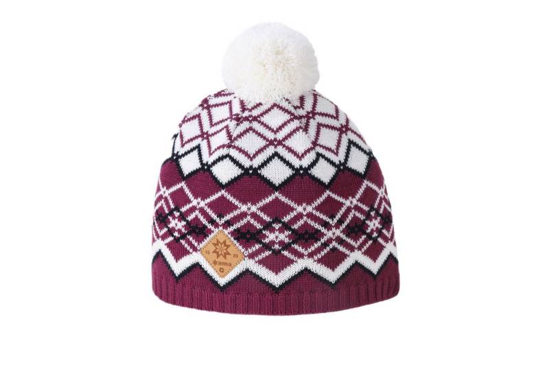 kama Strickmütze (Bommel) A172 Merino - Damen pink/weiss- 1 Stück von kama