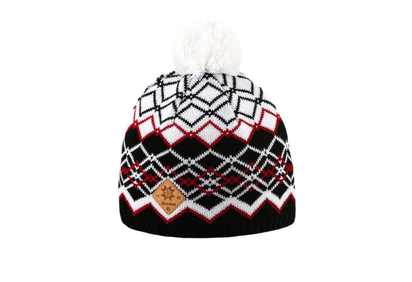 kama Strickmütze (Bommel) A172 Merino - Damen schwarz/weiss- 1 Stück von kama