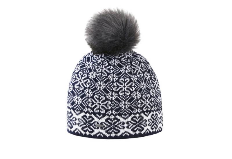kama Strickmütze (Bommel) A173 Merino - Damen navyblau/weiss- 1 Stück von kama