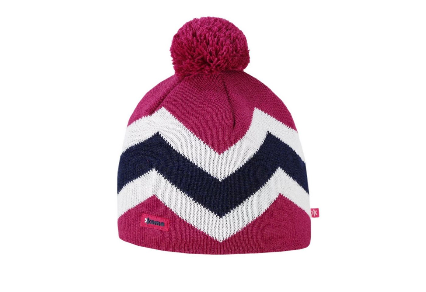 kama Strickmütze (Bommel) A179 Merino - pink/weiss/navyblau - 1 Stück von kama