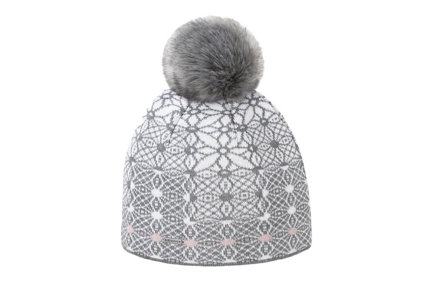 kama Strickmütze (Bommel) A183 Merino - Damen grau/weiss - 1 Stück von kama